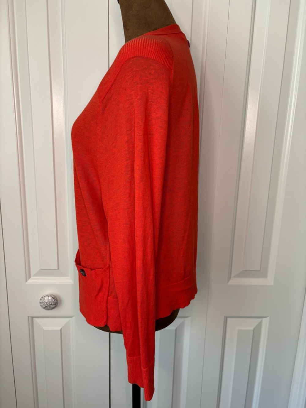 Anthropologie Moth Red V-Neck Button Front Lightweight Cardigan, Medium - Picture 3 of 11